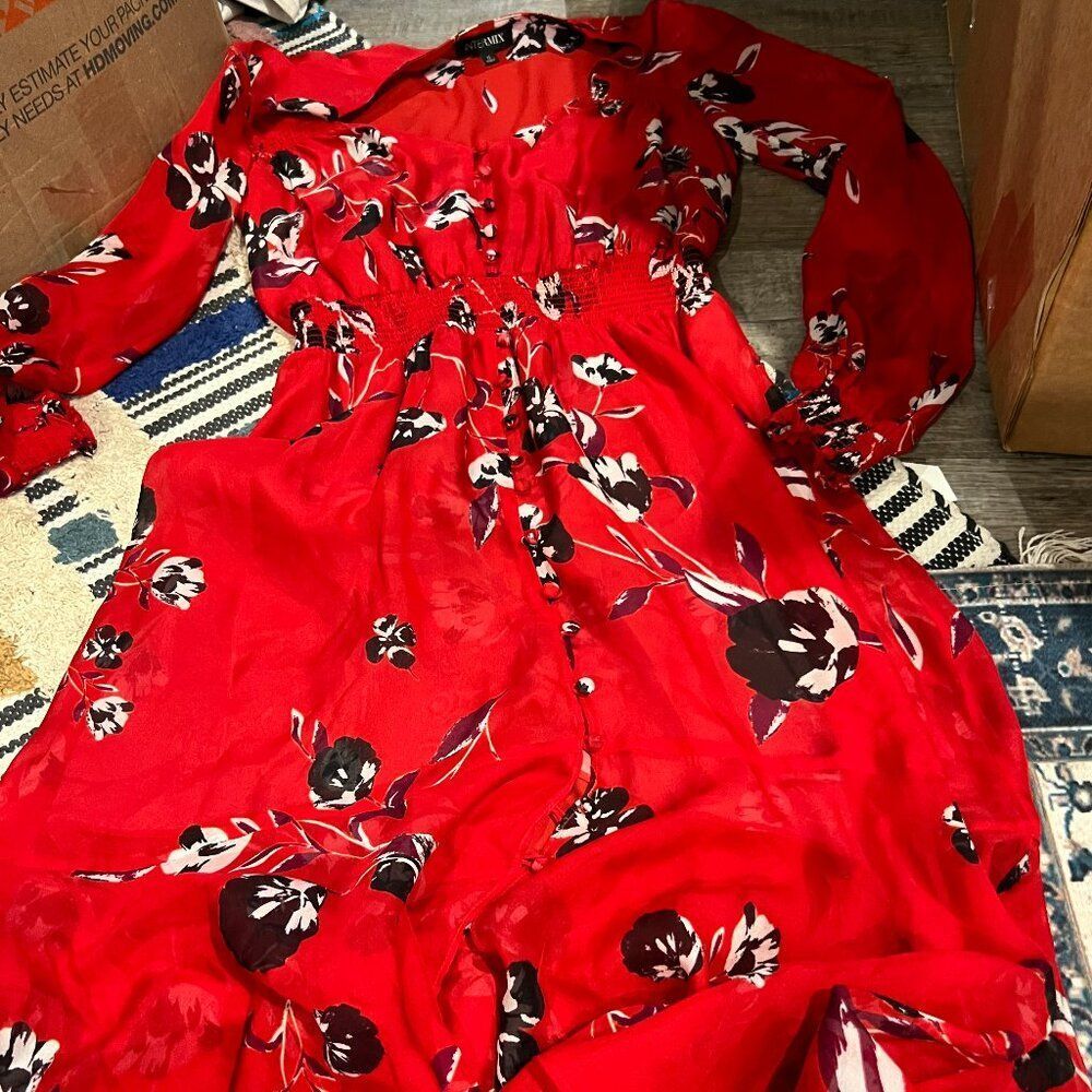 Intermix silk blend midi dress 0‎